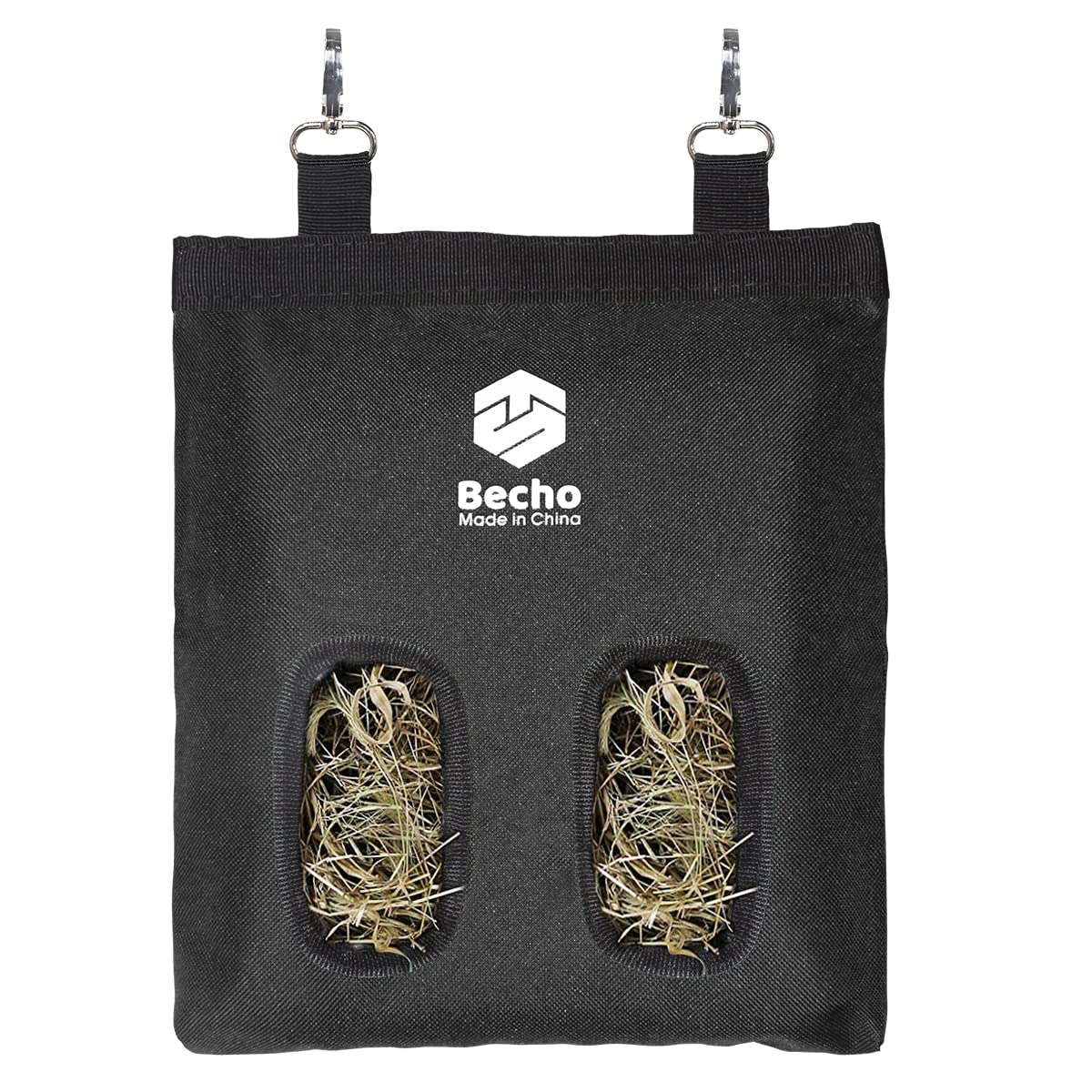 Guinea Pig hay Feeder Bag, Rabbit Bunny Hamster Chinchilla Feeder Holder Cage, Small Animal Hanging Food Storage, 600D Oxford Cloth Fabric Black