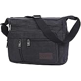 BOMKEE Canvas Messenger Bag, Satchel Bag Vintage Canvas Shoulder Bags Crossbody Laptop Side Bag for Work School Travel