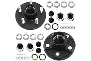 OKSTENCK 2-Piece Trailer Axle Set,2000 lb Trailer Hub Center Kit 1'' or 1-1/16'' Straight Axle, 5x4.5 Trailer Hub Kit for 1-1