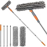 SetSail Window Squeegee with 66in Extension Pole 2-in-1 Window Cleaning Kit | Professional Window Cleaner Tool for Outdoor Indoor Car Windows Glass, Rotatable Head and 2 Scrubbers, Grey Orange