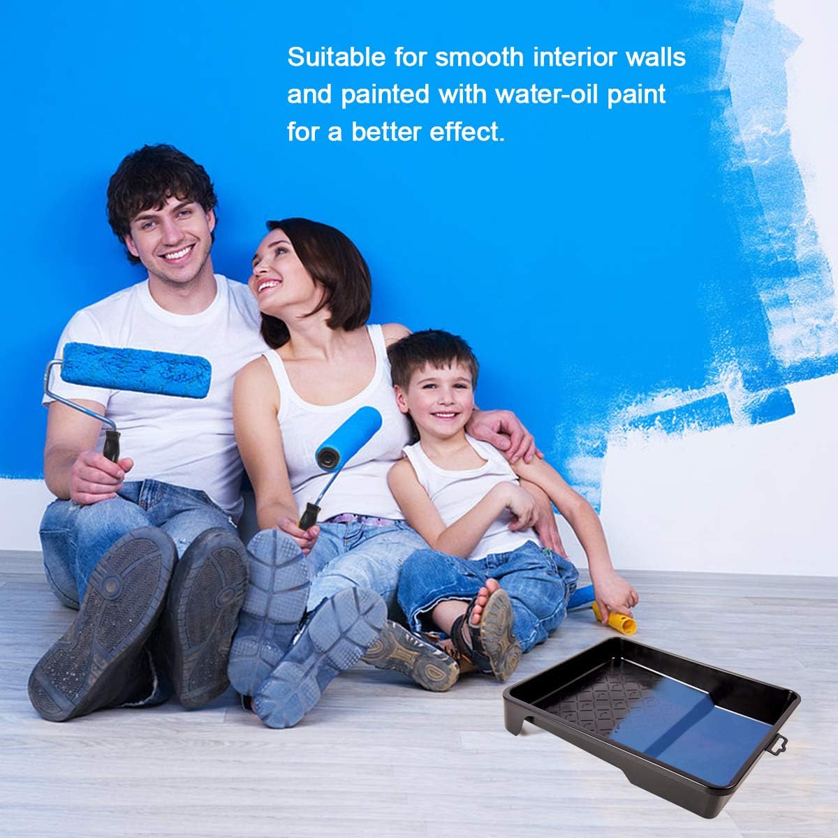 PILOT FISH 17 Pieces Paint Roller Set, 9 Inch 4 Inch Roller Set, Roller Paint Brush Tray Kit, Home Painting Supplies, Interior Paint Roller Brushes, Painting Tools for Indoor Painting - - 