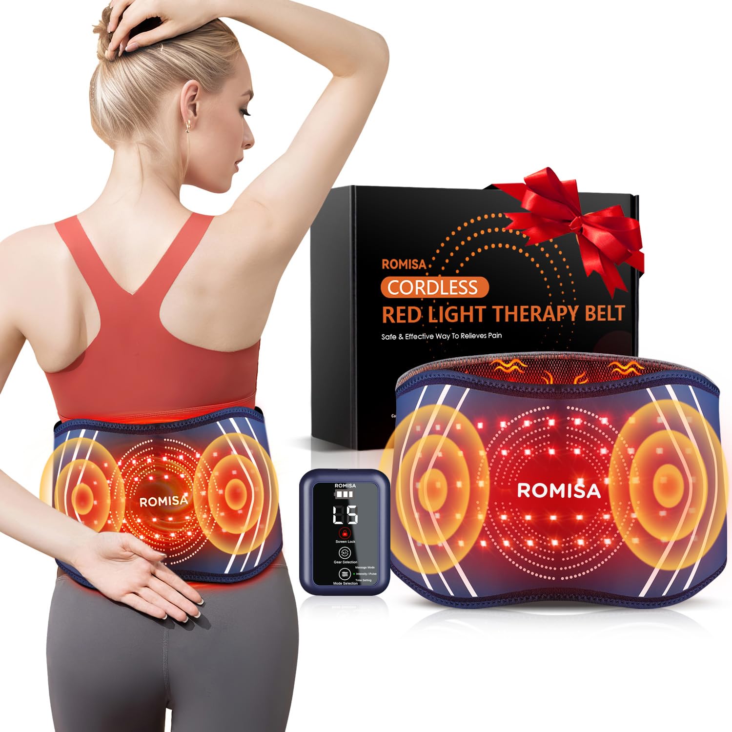 Photo 1 of ***MISSING PARTS***
Cordless Red Light Therapy Belt & Back Massager for Relief, Infrared Light Therapy Vibration Rechargeable, Red Light Therapy Device for Body Massage for Back Waist.