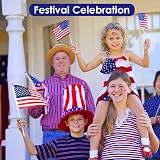 AhfuLife 15pcs American Flags on Sticks 30cm White Pole Hand Held Flags view 5