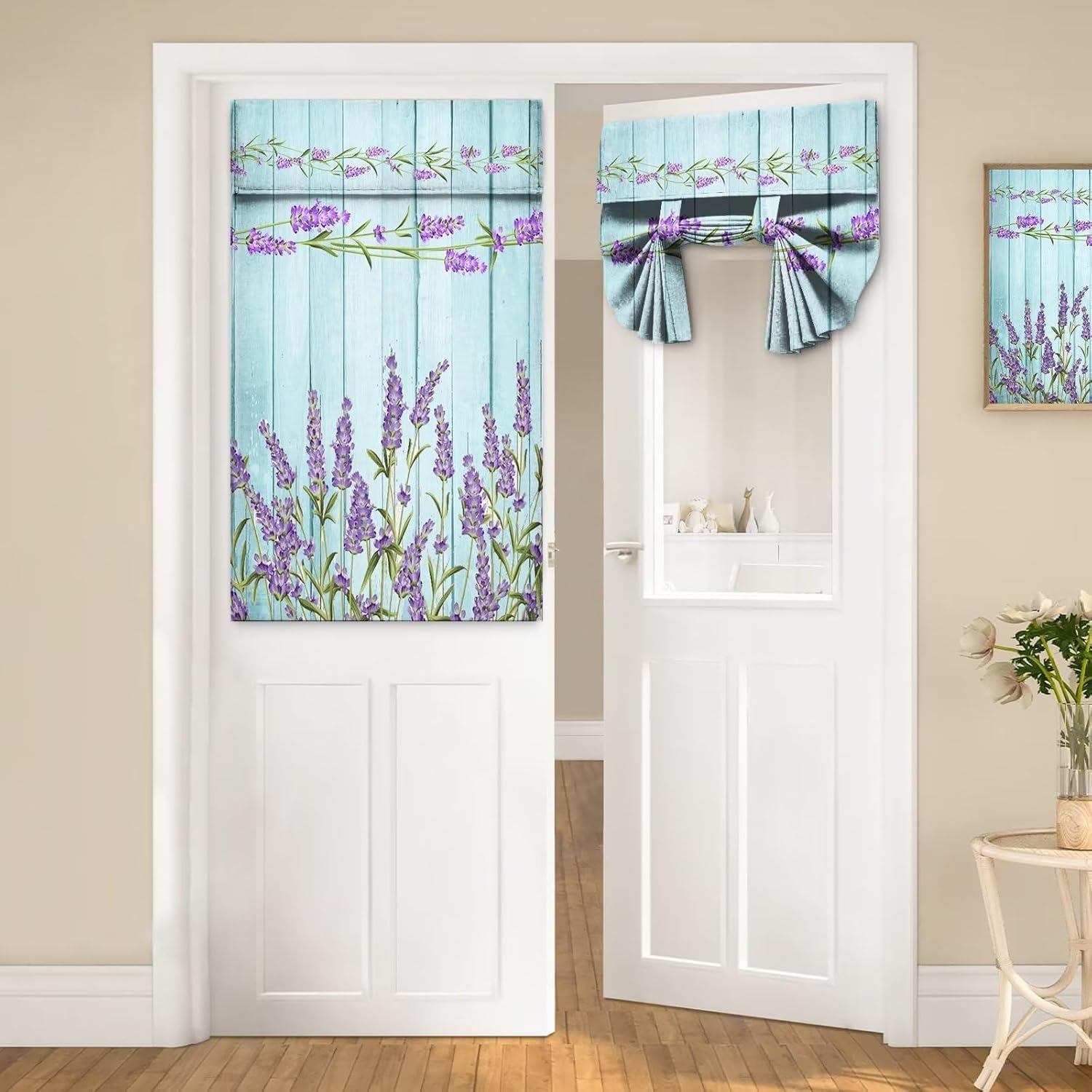 Outdoor Curtains - Deer Curtains Plant Flower Printed Door Curtains, Purple Lavender Girl Room Small Window Privacy Curtains, French Kitchen Glass Door Decorative Curtains, 26x40 Inches, 1 Panel