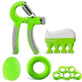 Hand Grip Strengthener Sportneer 5 Pack Finger Strength Exerciser Gripper for Athletes, Pianists and Therapy, Including Hand Gripper, Finger Stretcher Band, Squishy ball, Hand Exerciser and Grip Ring