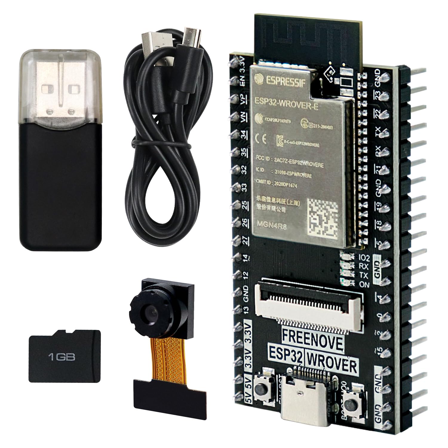 Photo 1 of Freenove ESP32 CAM Board, Dual-core 32-bit 240 MHz Microcontroller, Onboard Camera Wireless, Python C Code, Example Projects Tutorial