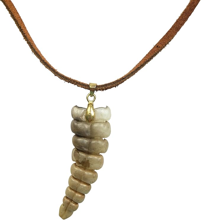 Real Rattlesnake Rattle Necklace Brown & Gold (598J31BRG