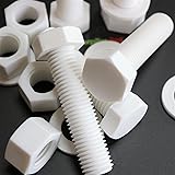 5x White Hexagon Head Screws Polypropylene