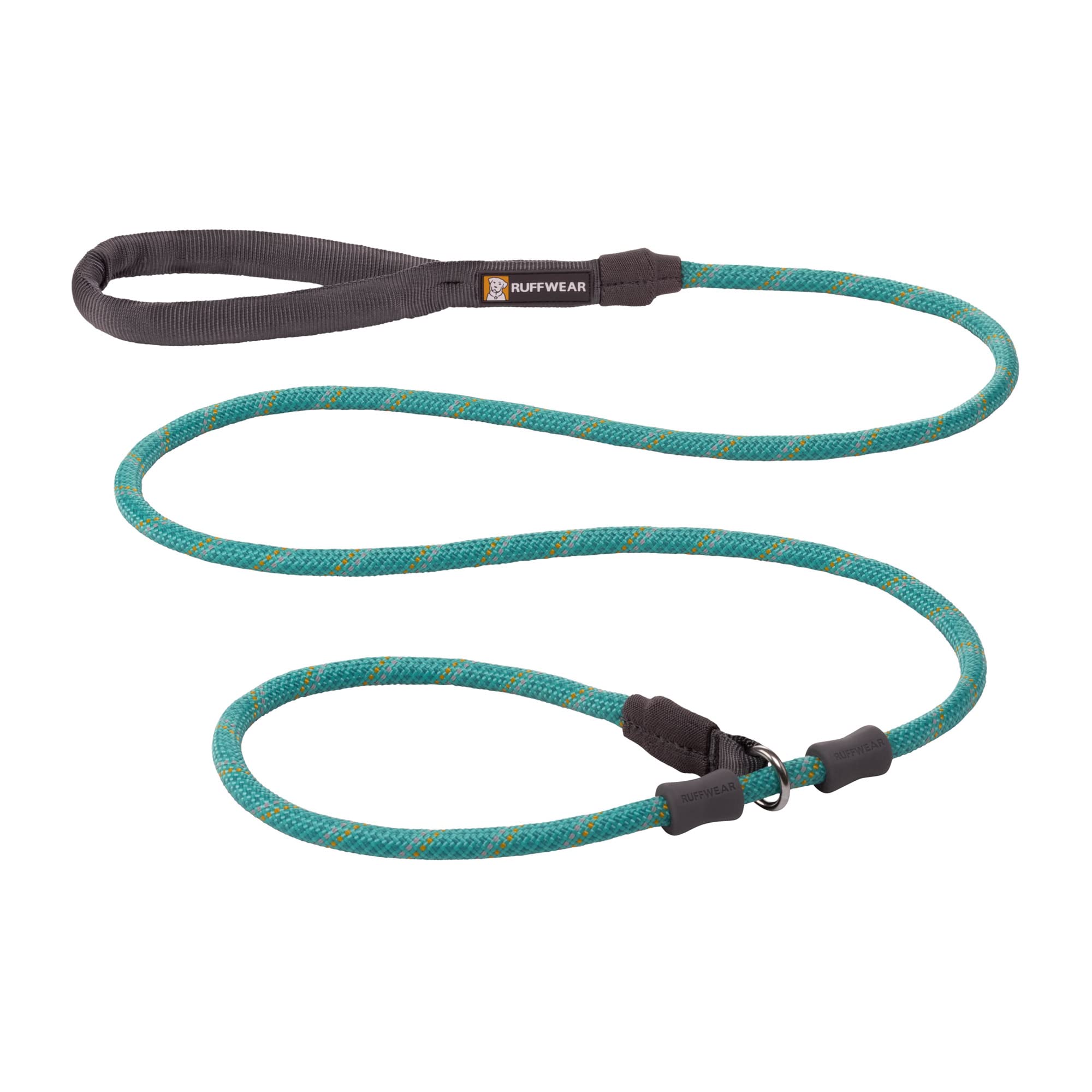 RUFFWEAR Just-a-Cinch Leash, Dog Collar and Dog Lead 1.5 m (5 ft) Long, Rope Slip Lead for Dogs. Long Dog Lead with Reflective Rope & Collar Combination, Padded Comfortable Handle, Aurora Teal