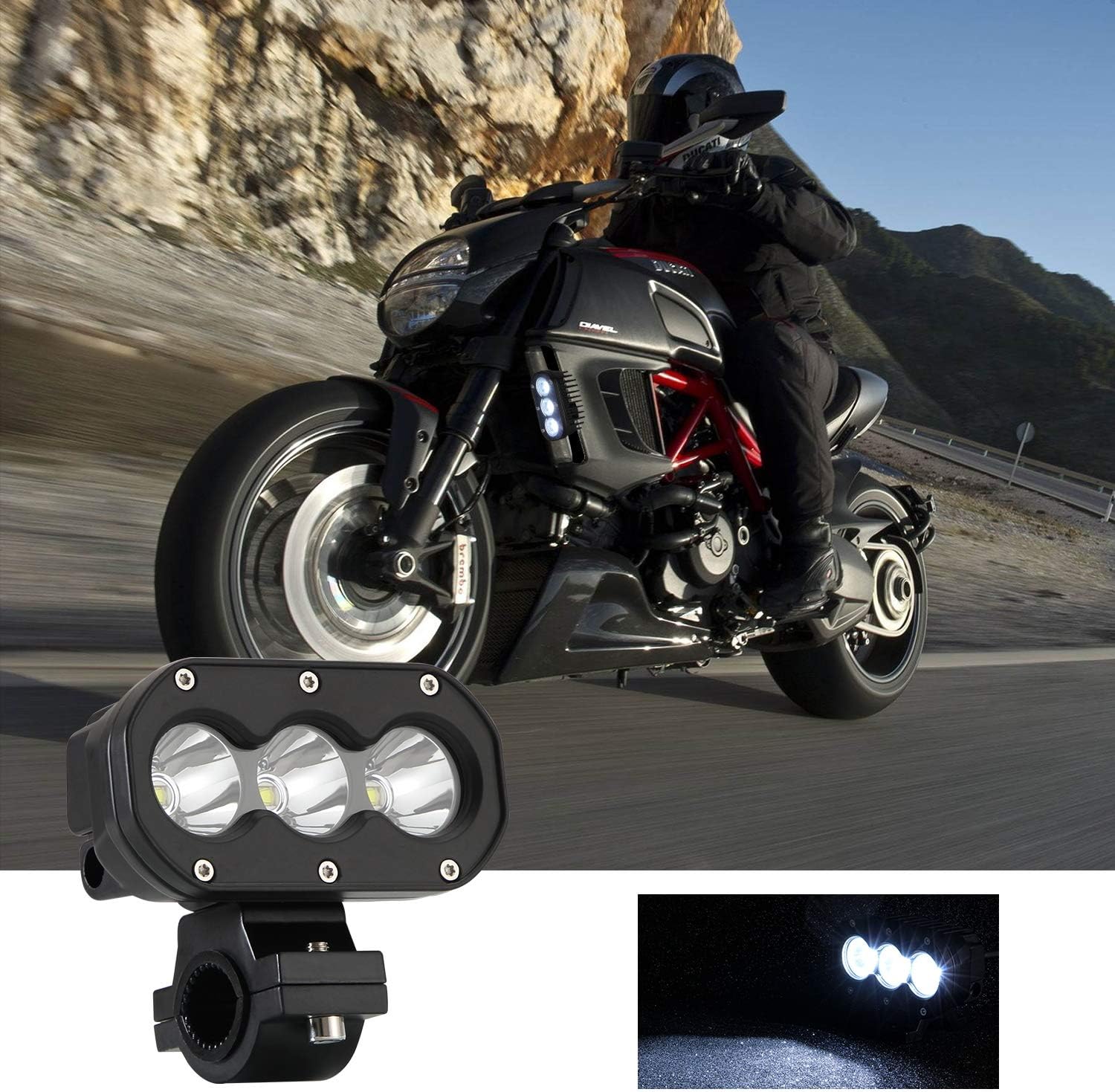 Kairiyard Motorcycle Driving Lights 2Pcs 60W 6000K 6000lm Super Bright