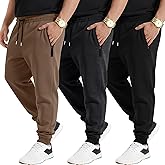 August Alley 3 Pack Men's Joggers Zipper Sweatpants, Athletic Loose Fit Pants Drawstring for Gym Running Soccer with Pockets