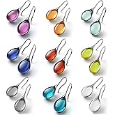 Ritach Teardrop Earrings for Women Trendy Sterling Silver Hypoallergenic Crystal Dangle Drop Earrings Set for Jewelry