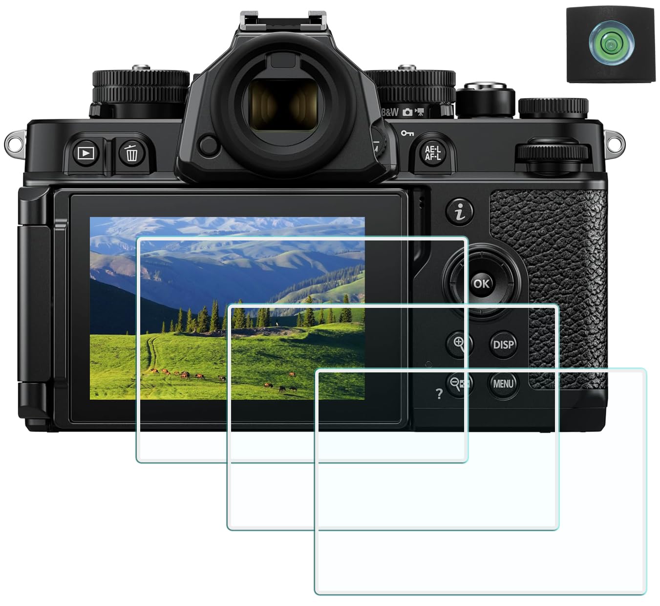HUIPUXIANG ZF Screen Protector for Nikon Z f Camera (for Accessories), 0.3mm High Definition 9H Hardness Optical LCD Premium Glass Protective Cover [3+1 Pack]