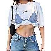 SHENHE Women's Summer Crew Neck Funny Graphic Tee Short Sleeve Casual T Shirt Top