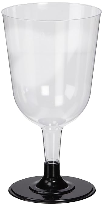 Drinkstuff Einweg-Weingläser, aus Plastik, 240 ml, Schwarz, 12 Stück