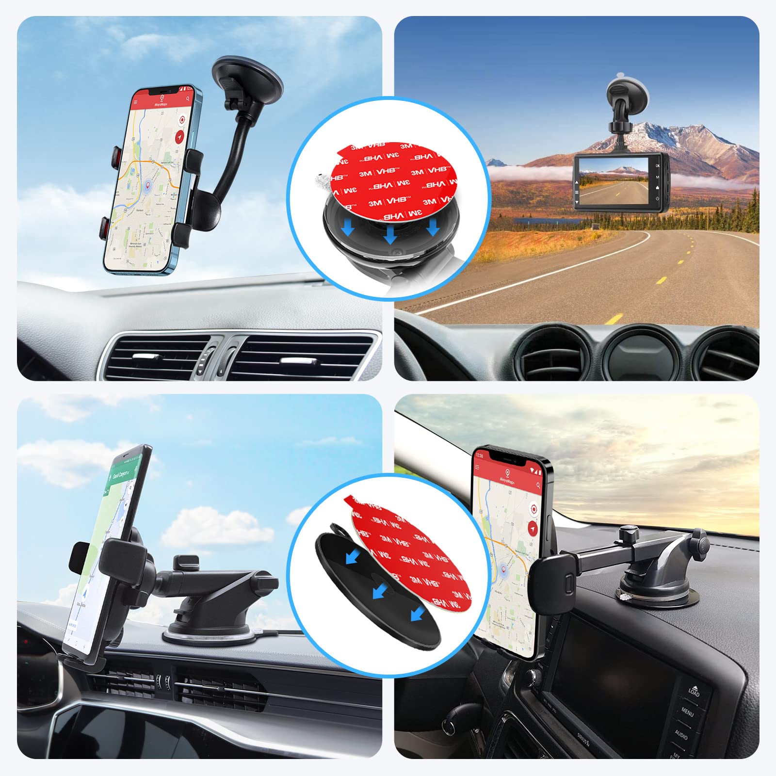 volport Dashboard Pad Mounting Disk for Suction Cup Phone Mount, 2.95in/75mm Sticky Adhesive Disc for Car Dash Cam GPS Holders with 3M Extra Strong Double-Sided Circle Adhesion Replacement Stickers