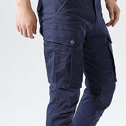 Plaid&Plain Men's and Women's Navy Blue Cargo Pants