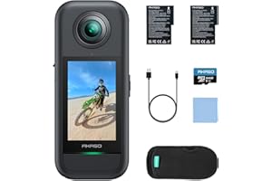 AKASO 360 Weatherproof 360° Action Camera - 5.7K 360 Video with 1/2" 48MP Sensors, 72MP 360 Photo, 360-SuperSmooth, Invisible Selfie Stick Effect, 360° Horizon Lock, AI Tracking with 64GB MicroSD Card