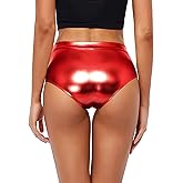 Kepblom Metallic High Waisted Booty Shorts Women's Shiny Cheeky Dance Festival Rave Bottoms