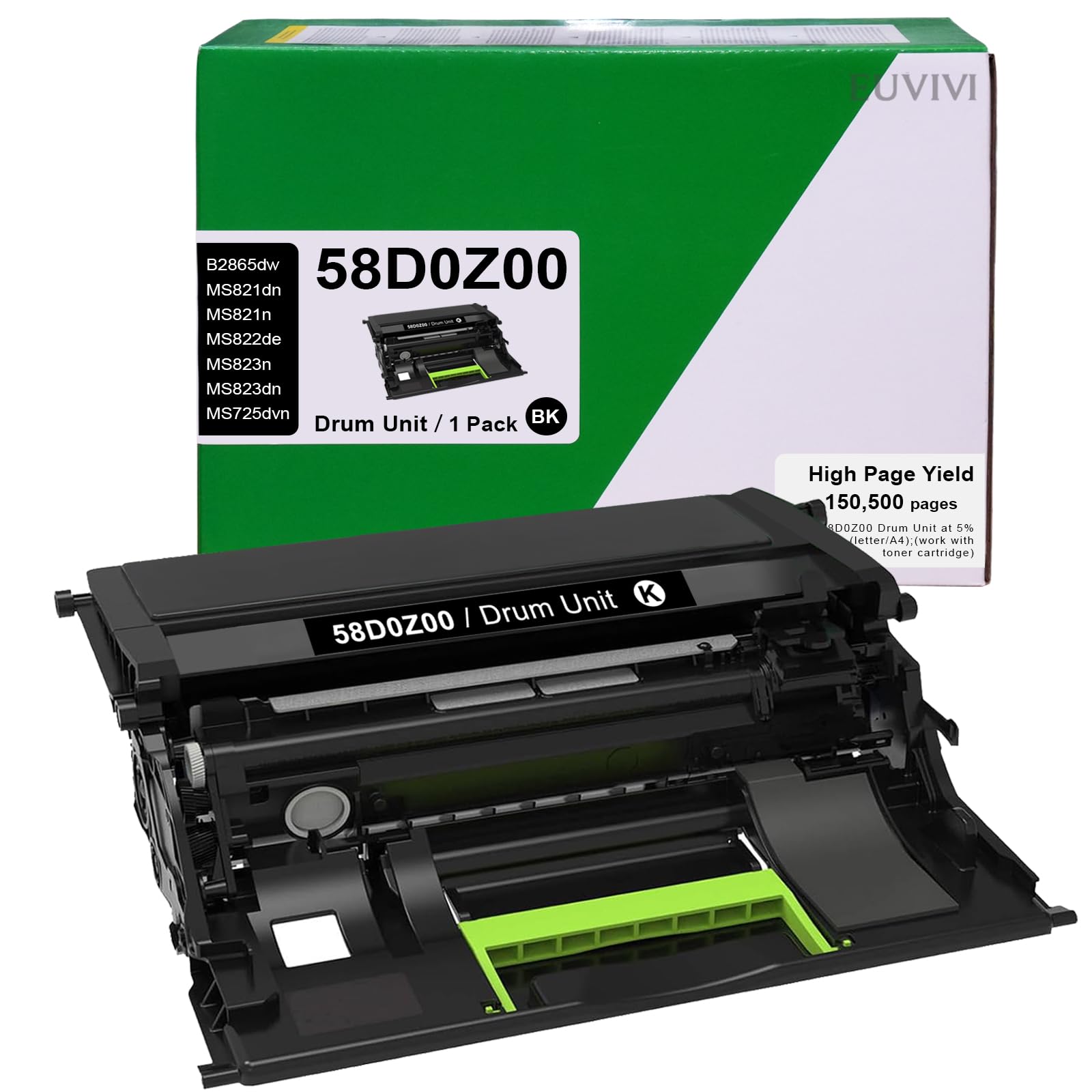 Photo 1 of 58D0Z00 Drum Unit Black Compatible for Lexmark 58D0Z00 Imaging Unit for MS725dvn MS821dn MS821n MS823dn MS825dn MS826de MX721ade MX722ade MX822ade MX826ade MX826adxe B2865dw Printer