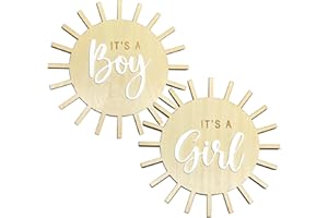 SENFARO Double Sided Sun Gender Reveal Sign, Boho Sun Baby Boy or Girl Pregnancy Birth Announcement Wooden Sign, It's A Boy Girl Photo Prop, New Mom Gift, Sun Baby Shower Hospital Nursery Sign
