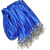 50 Pack BlueLanyard Bulk Lanyard for id Badge Holder Durable Flat Lanyard with Swivel Hook and Badge Clip