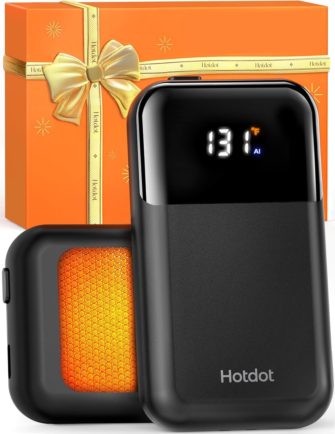 Photo 1 of Hotdot Hand Warmers Rechargeable 2 Pack, 4 Heat Levels (104–131°F), Real-Time Temp & Battery Display, Electric Hand Warmers, Fast Heating, Fits in Gloves/Pocket, Gifts for Women & Men