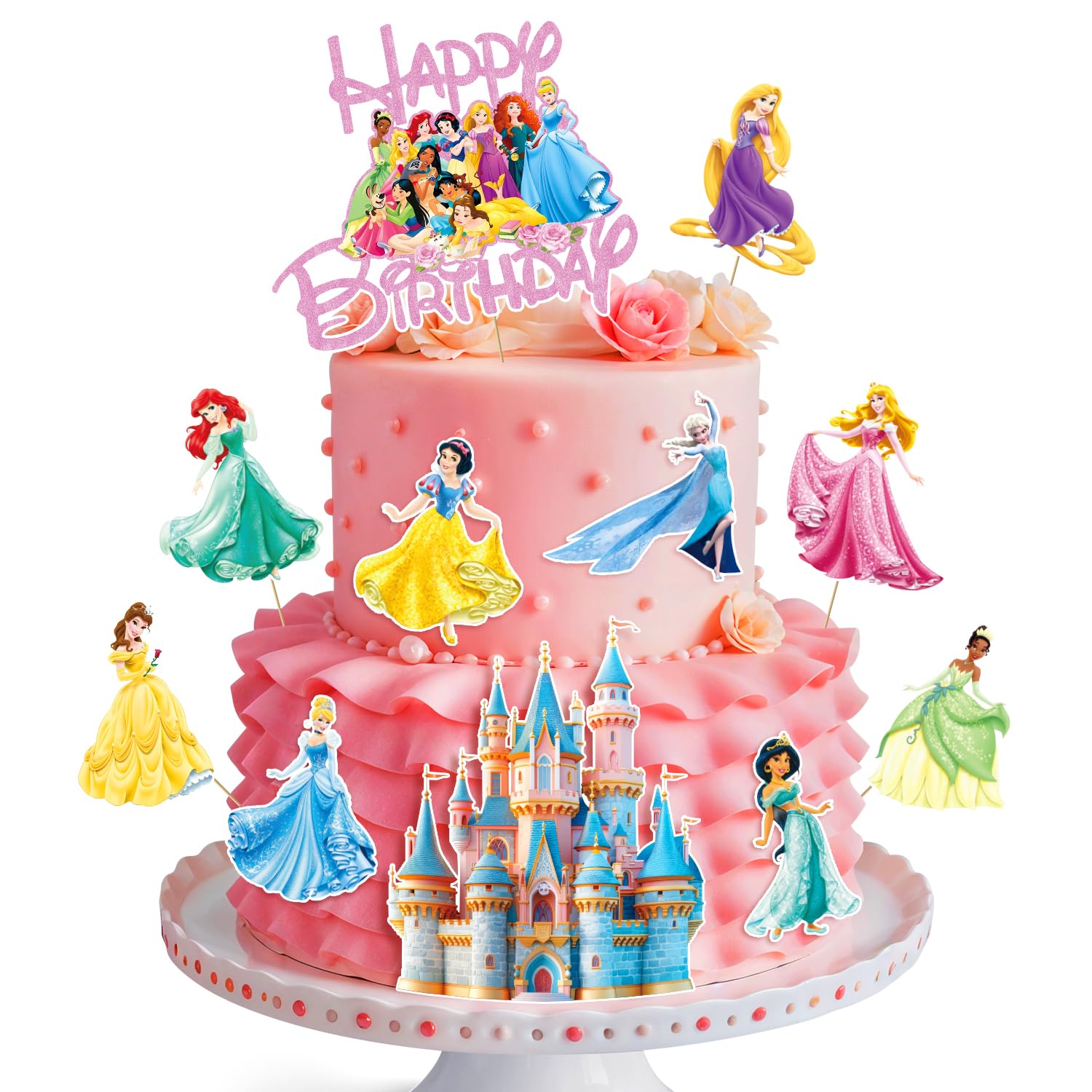 Princess Cake Topper, Princess Cake Decorations Prin cess Cake Toppers, Fantastic Happy Birthday Prin cess Cake Topper, Prin cess Cake Toppers for Girls Birthday Baby Shower Party