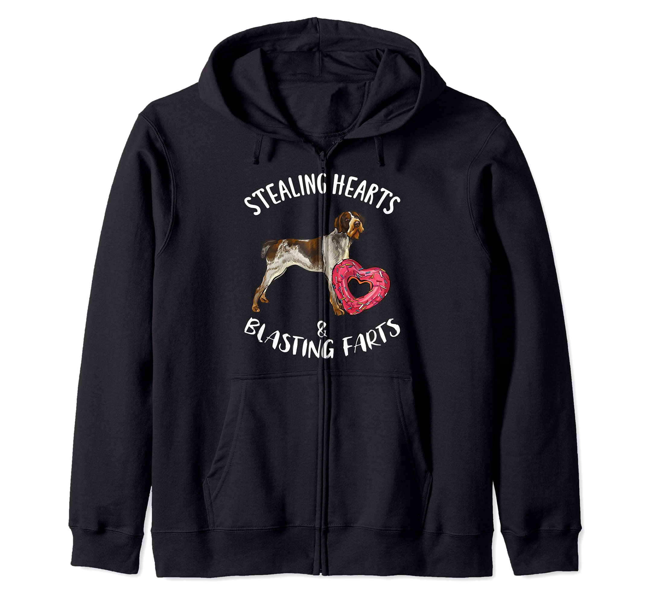 Stealing Hearts Blasting Farts German Wirehaired Pointer Dog Zip Hoodie