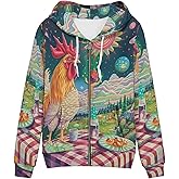 Allcute Loose Fit Zipper Hoodies for Women Soft Print Hoodie with Front Pocket Relaxed Comfy Hooded Sweatshirt