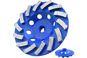 ACTINTOOL 5 in.x5/8-11 in. Plate 14 Segments Turbo Shape Diamond Grinding Cup Wheel for Concrete and Stone (5 Inch 5/8"-11 Threaded)