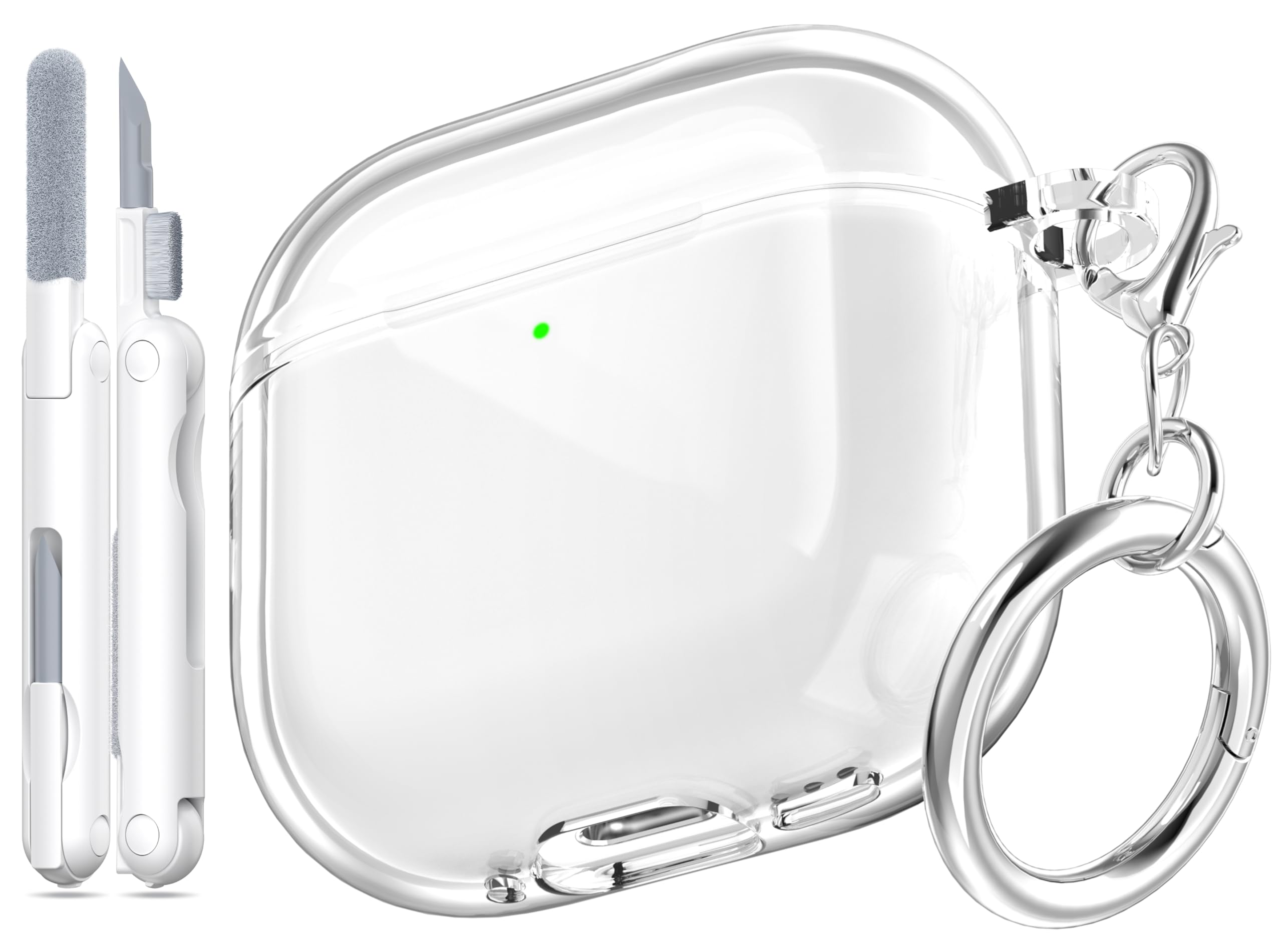 Photo 1 of MHYALUDO for AirPods 4th Generation Case Cover 2024, Military-Grade Shockproof, Soft TPU Highly Transparent Anti-Yellowing for AirPods 4 Case with Cleaning Kit & Cute Round Buckle, Clear White
