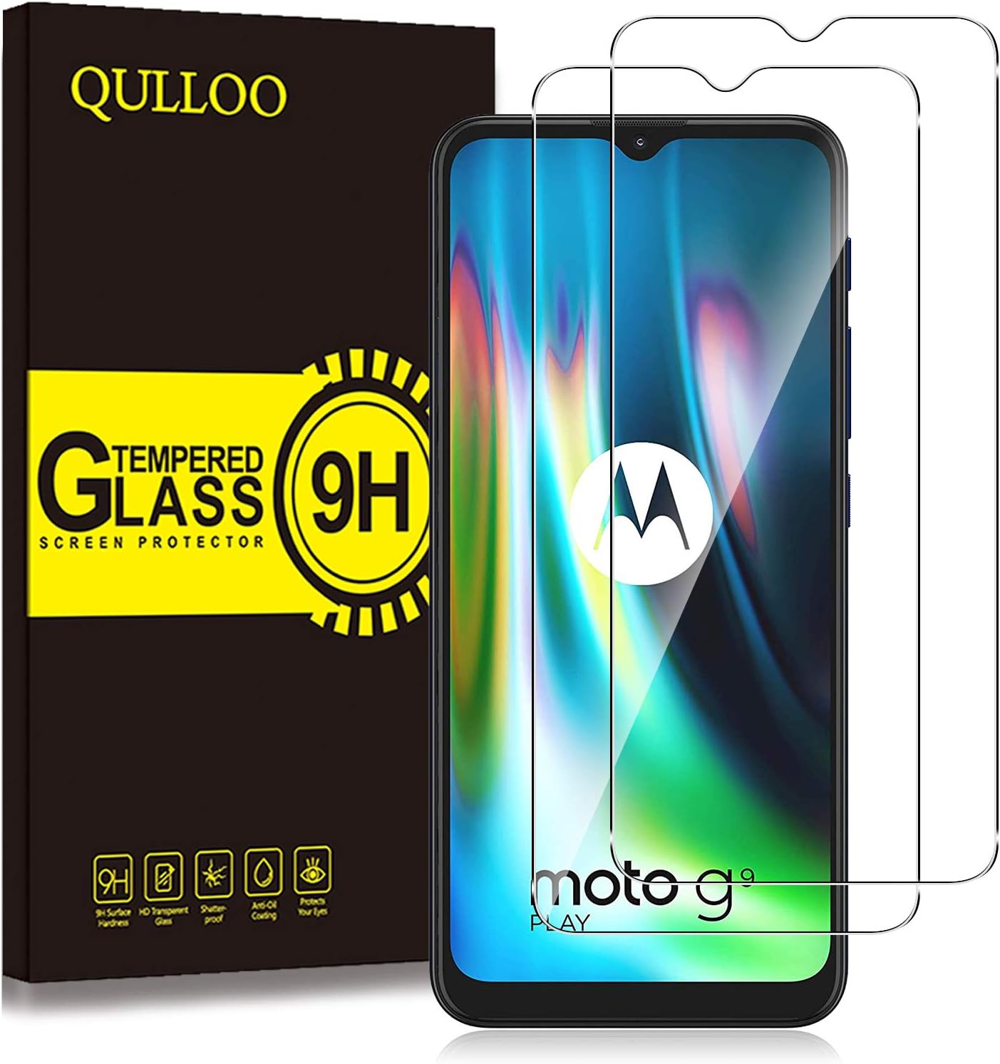 QULLOO Glass Screen Protector for Motorola Moto G9 Play/Moto G10 / Moto G30