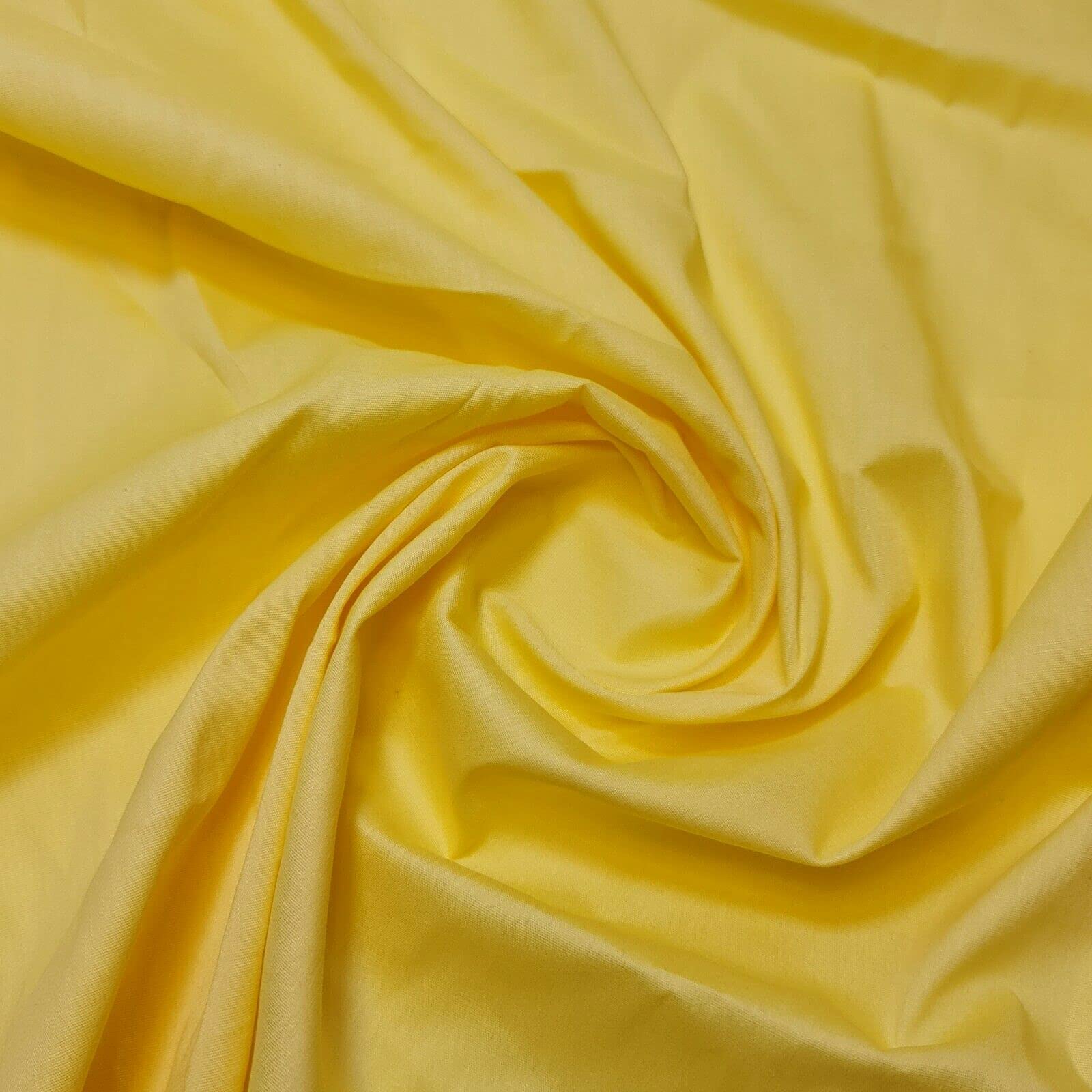 100% Cotton Fabric Sheeting Plain Solid Colours Dress Craft Material 58" Wide (Pre Cut 1 Meter - Yellow