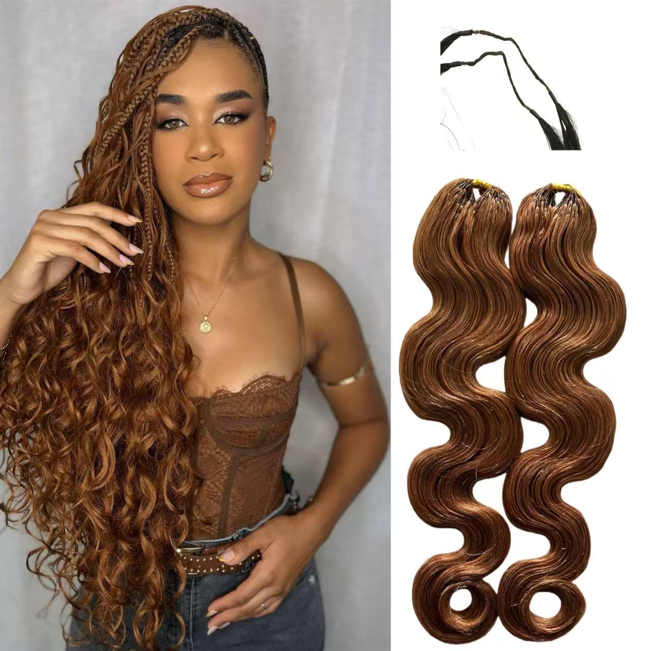 Photo 1 of #30 Color GoGobraids 100% Human Hair Body Wave Knotless Pre-Separated Crochet Hair feather crochet human hair extensions for Women Natural Color 14 Inch 120g