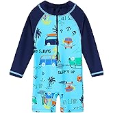 HUAANIUE Baby/Toddler Boy Swimsuit Rashguard Swimwear Long Sleeve One-Piece