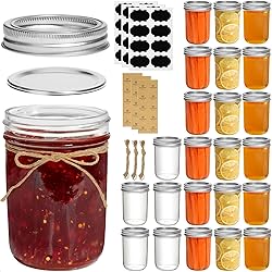 ComSaf Small Mason Jars 8 oz, 24Pcs Regular Mouth