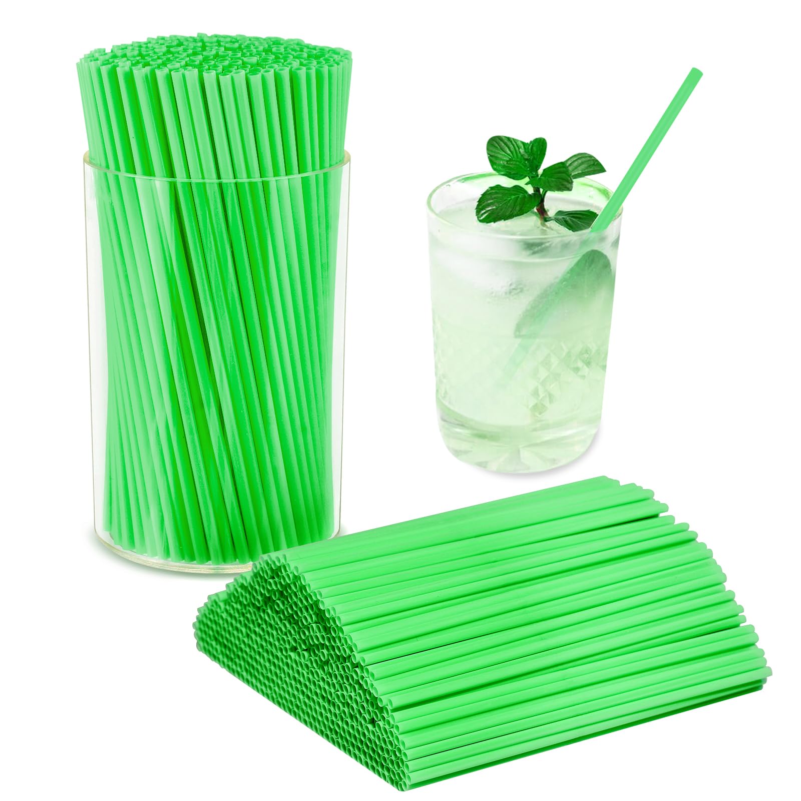 500 Pcs Neon Green Coffee Stir Sticks Set Jade Green Stir Stick Holder Acrylic Coffee Stirrers Holder Cocktail Straws Drink Stirrers for Coffee Bar Tea Party Supplies Restaurant Decor
