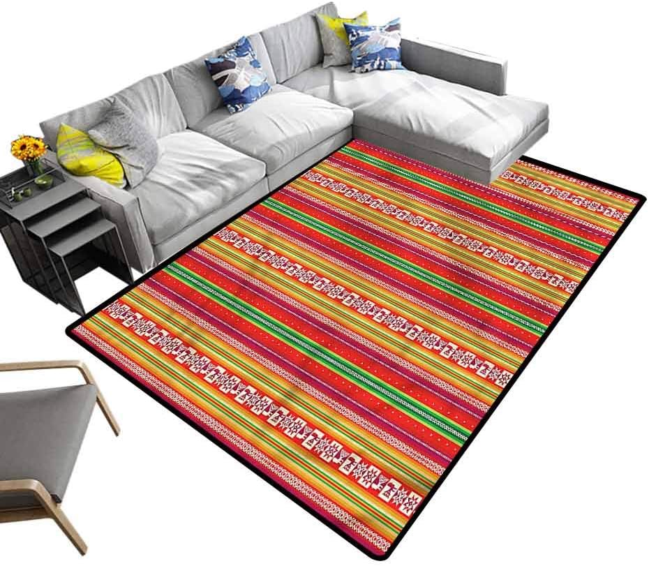 Native American, Area Rug Traditional Borders Super Modern Area Rug for Home, Bedroom, Living Room, Bathroom, 7'x 7'