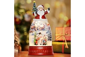 COZY-PAVILION Santa Snow Globe Christmas with Timers, 12.5'' Swirling Glitter Large Sized Water Lantern with Music, Batteries Or USB Powered, Christmas Decorations Indoor, Gifts for Friends (Red)