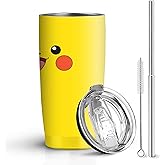 Hualvbul Yellow Cute 20 Oz Stainless Steel Tumbler Leak Proof Tumbler with Straw and Lid, Travel Coffee Mug for Home Outdoor, Thermal Cups for Hot and Cold Drinks