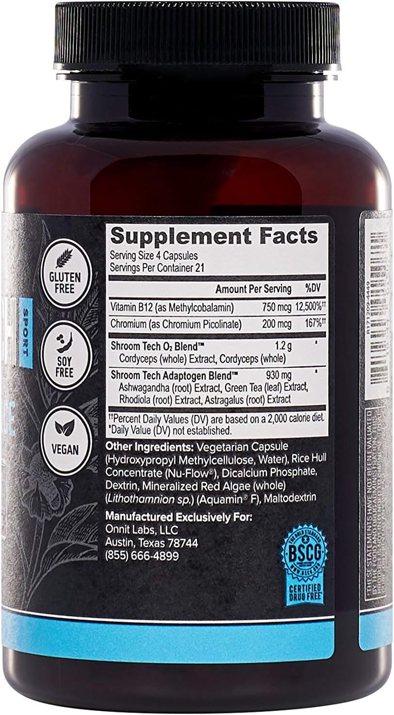 Onnit Shroom Tech Sport: Clinically Studied Preworkout Supplement with Cordyceps Mushroom (84ct): Health & Personal Care