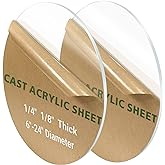 2 Pieces 1/4" Round Plexiglass Sheet, 6 Inch Diameter Clear Acrylic Circle, Cake Disk, Table Top, Acrylic Backdrop