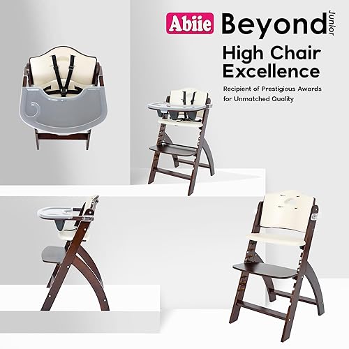 Abiie Beyond Junior Wooden High Chair with Tray Adjustable and
