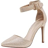 DREAM PAIRS Oppointed-Ankle Women's Pointed Toe Ankle Strap D'Orsay High Heel Stiletto Pumps Shoes