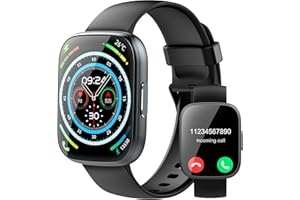 PUQO Smart Watch for Men Women(Answer/Make Calls), 1.95" HD Touch Screen Fitness Watch with Sleep Heart Rate Monitor, 110+ Sports Modes, IP68 Waterproof Activity Trackers Compatible with Android iOS, Black
