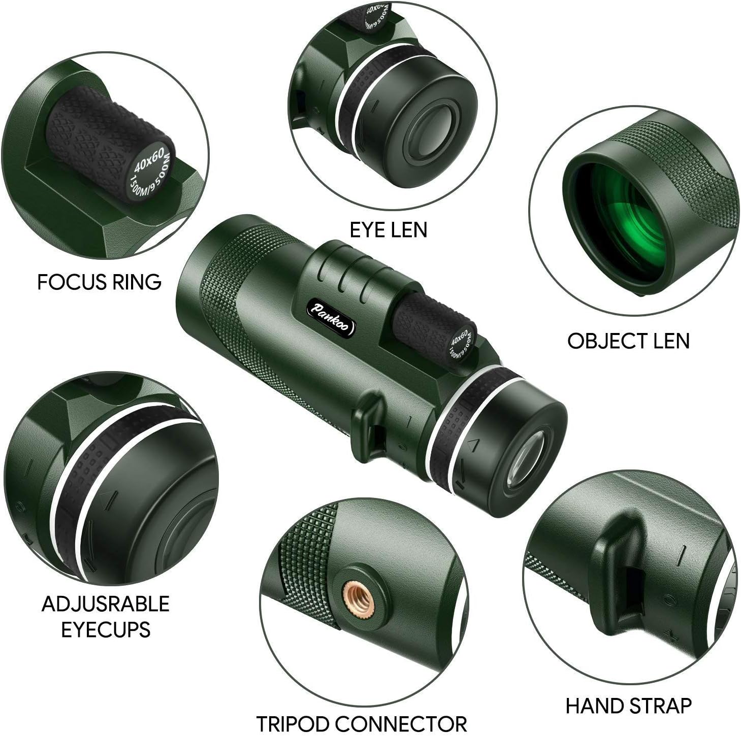 Pankoo 40x60 Monocular Telescopes High Power Prism Monocular HD Dual Focus Scope for Bird Watching Wildlife Traveling Concert Sports Game with Phone Adapter&Tripod : Camera & Photo
