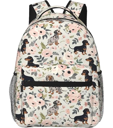 Homieblanket Custom Dachshund Backpack with Lunch Bag & Pencil Case, 17 in | High-density 900D nylon | All-over dog print | Structured & never floppy | Premium feel