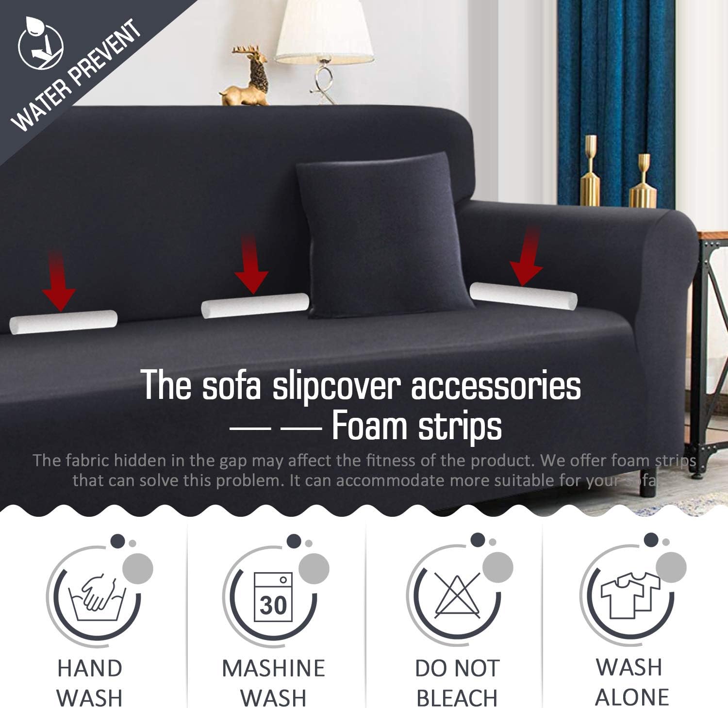 TAOCOCO Stretch Water Resistance One-Piece Armchair Slipcover, Couch Cover for One-Seat Furniture Protector with 1pc Pillowcase, Polyester-Spandex Fabric Slipcover (Armchair 32"-47'') (Lead Grey): Kitchen & Dining