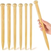 MTLEE 6 Pcs Large Wooden Knitting Needles Straight, 15mm 20mm 25mm, Natural | Jumbo Weaving Tools for Chunky Yarn Projects, Smooth Wooden Craft Set, Sizes 15mm 20mm 25mm for Beginner DIY Fabric Knitting